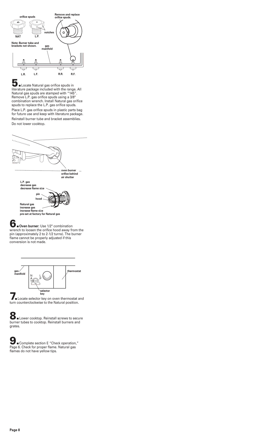 Whirlpool FGP300JN0 installation instructions Nat L.P 