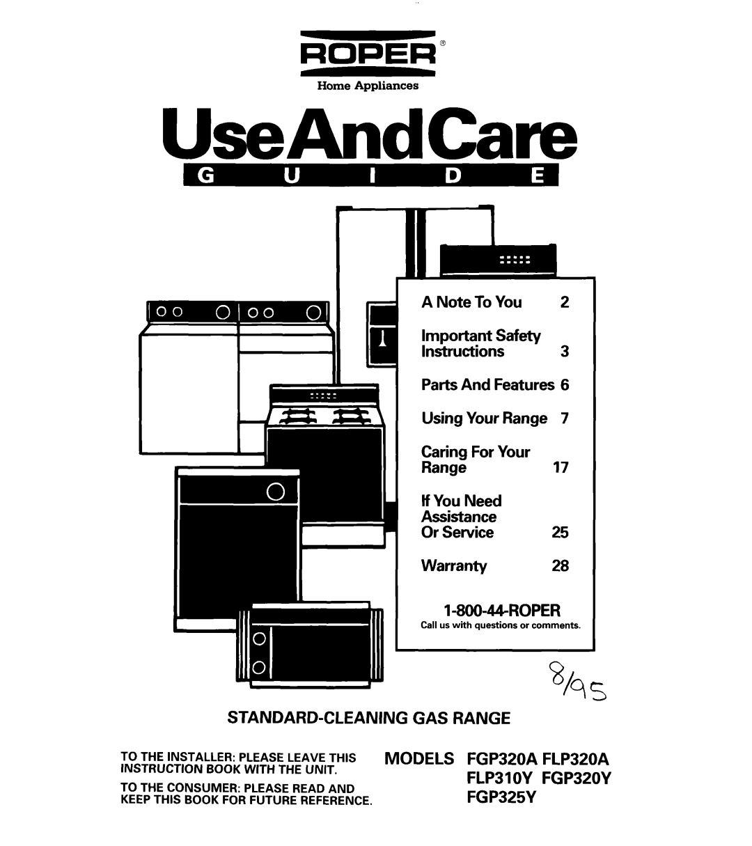 Whirlpool FGP320Y, FGP325Y, FGP320A, FLP320A, FLP310Y manual BInstructions, Features, Caring For Your 