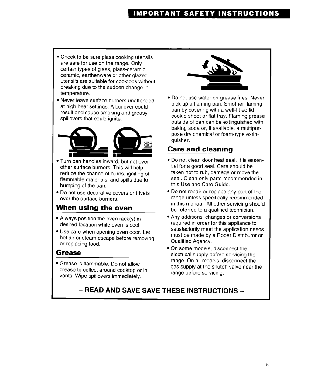 Whirlpool FGP325Y, FGP320Y, FGP320A, FLP320A, FLP310Y manual When using the oven, Grease, Care and cleaning 