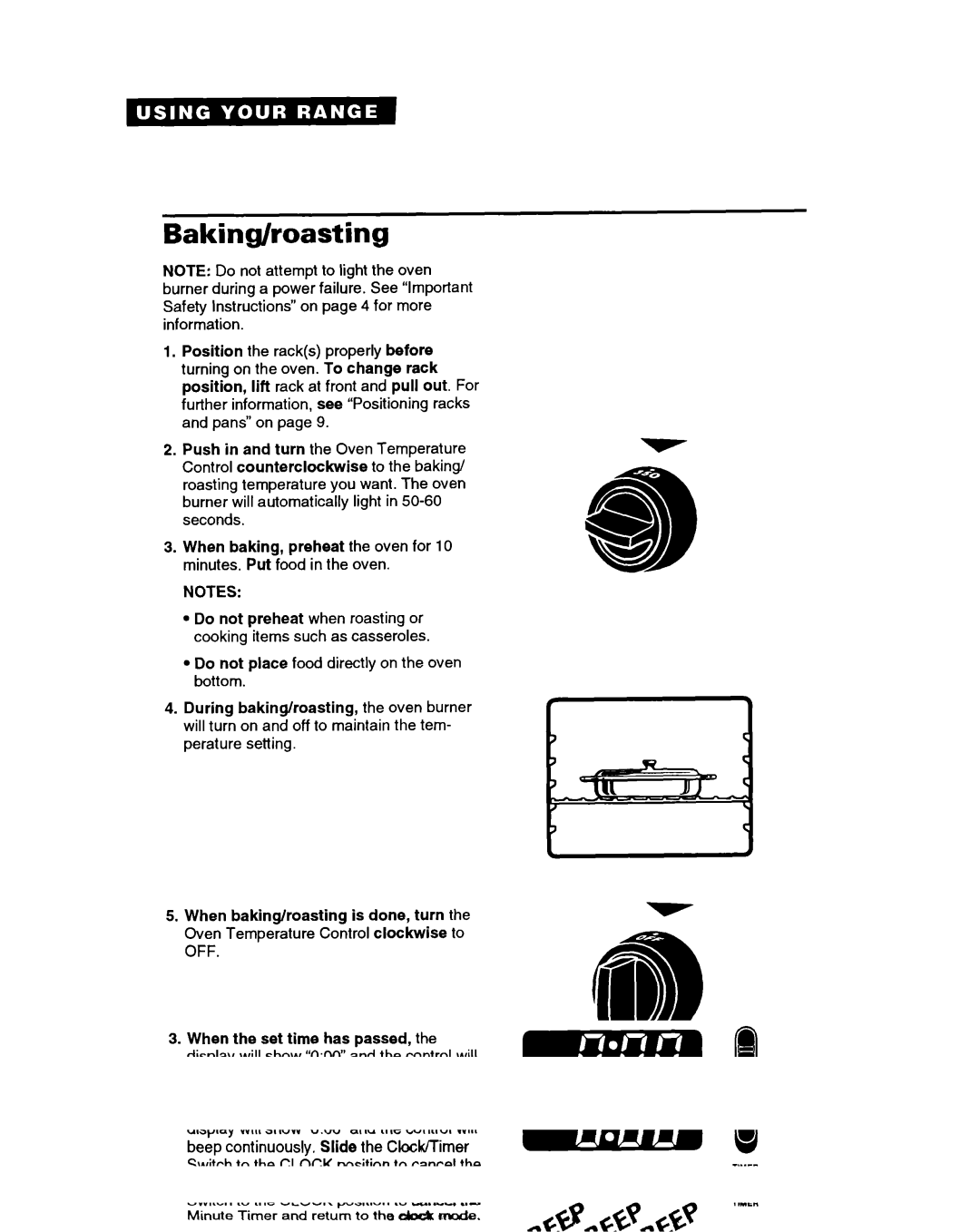 Whirlpool FGP335B warranty Baking/roasting 