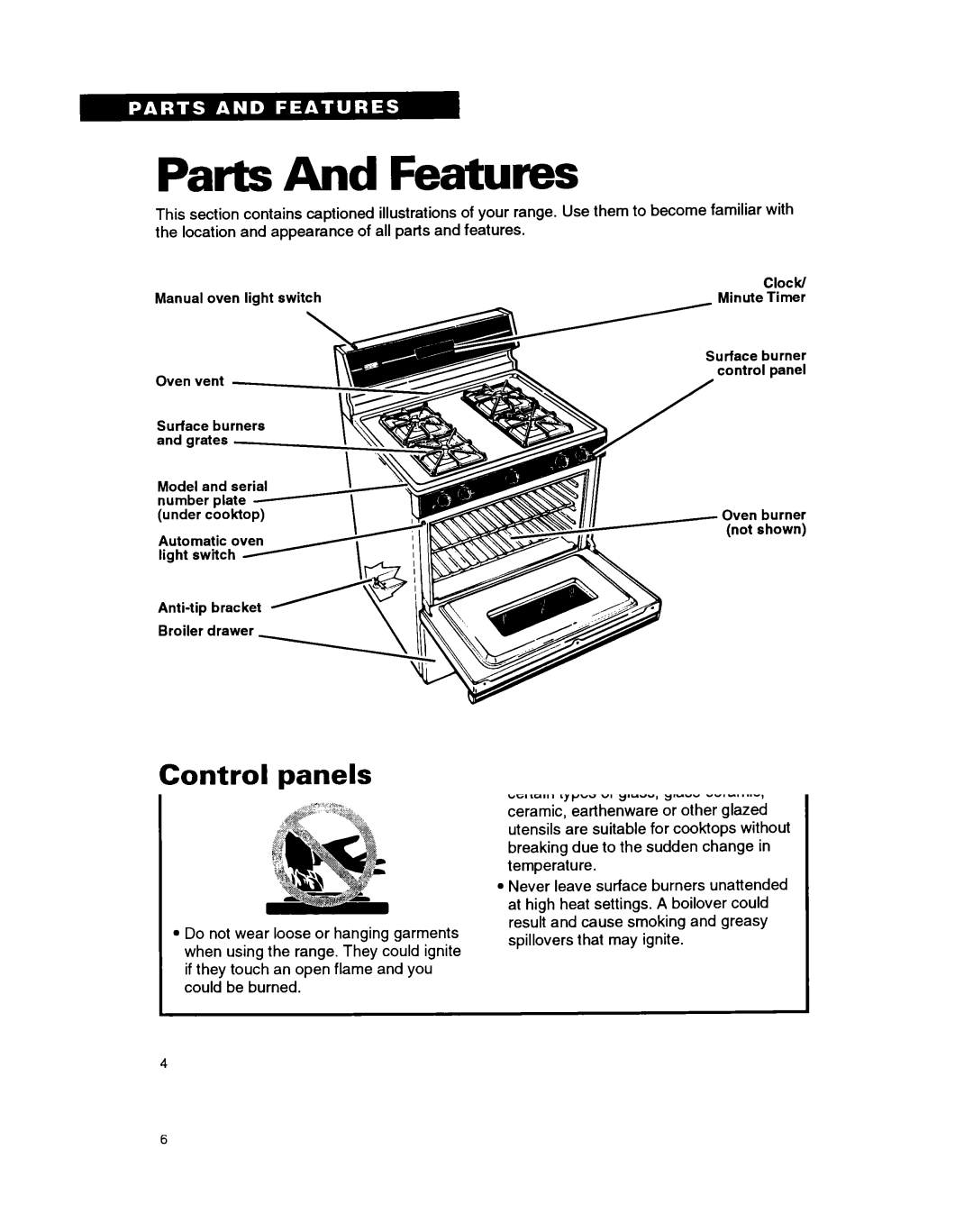 Whirlpool FGP335B warranty Parts And Features 