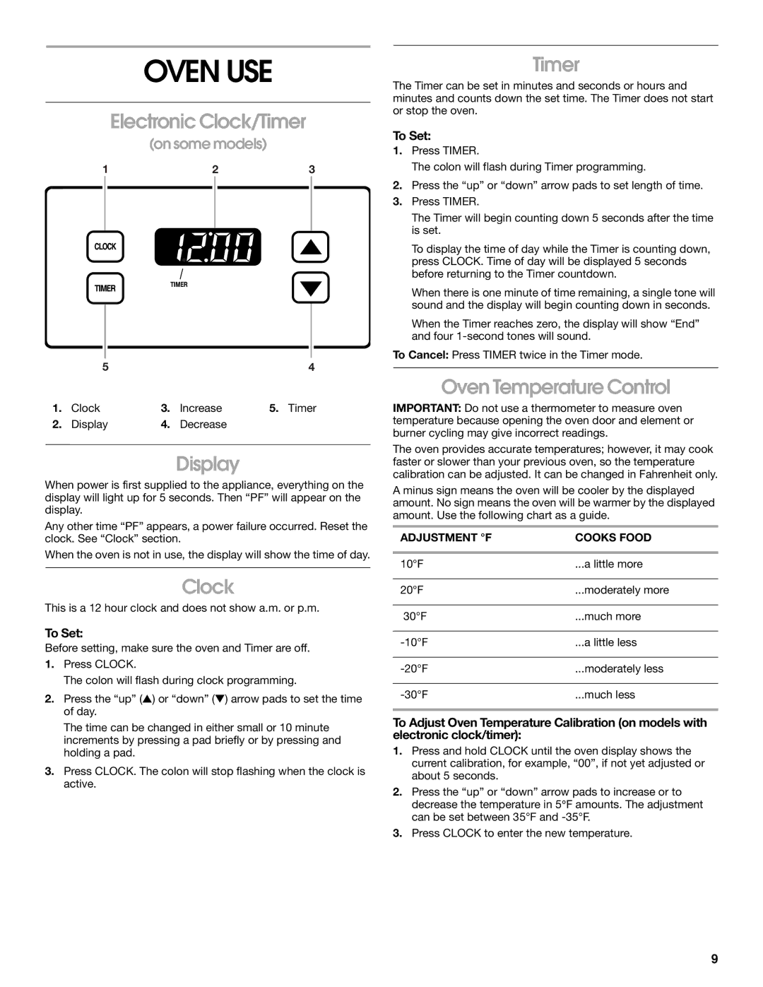 Whirlpool FGP335H, FGP325H, FGP337H manual Oven USE 