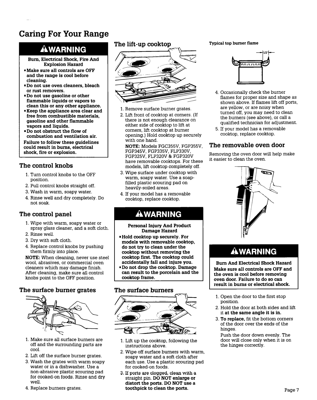 Whirlpool FGC355V, FGP345V, FGP355V, FGP335V FLP310V, FGP325V, FGP320V, FGP310V, FGP315V, FLPZlOV, FLP320V, FLP330V ‘A,,-I\1,11d 