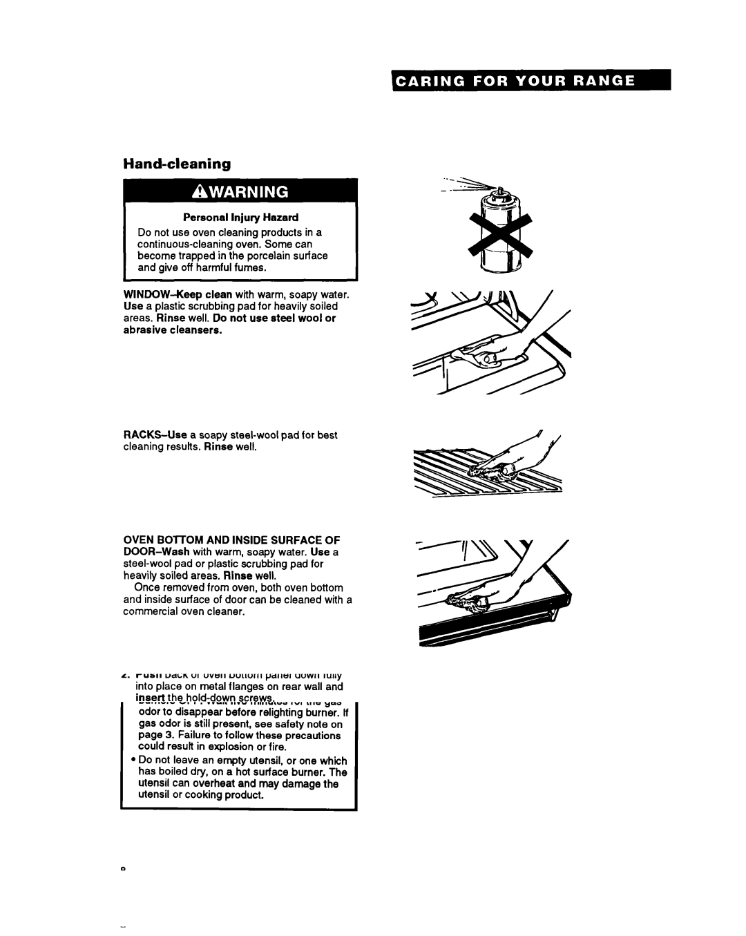 Whirlpool FGP345Y, FGP355Y, FGP335Y, FGC355Y important safety instructions Hand-cleaning 