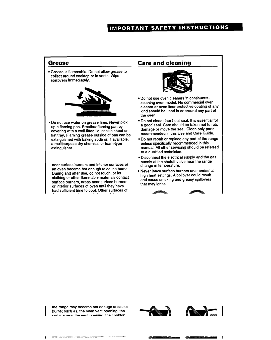 Whirlpool FGP345Y, FGP355Y, FGP335Y, FGC355Y important safety instructions Grease 