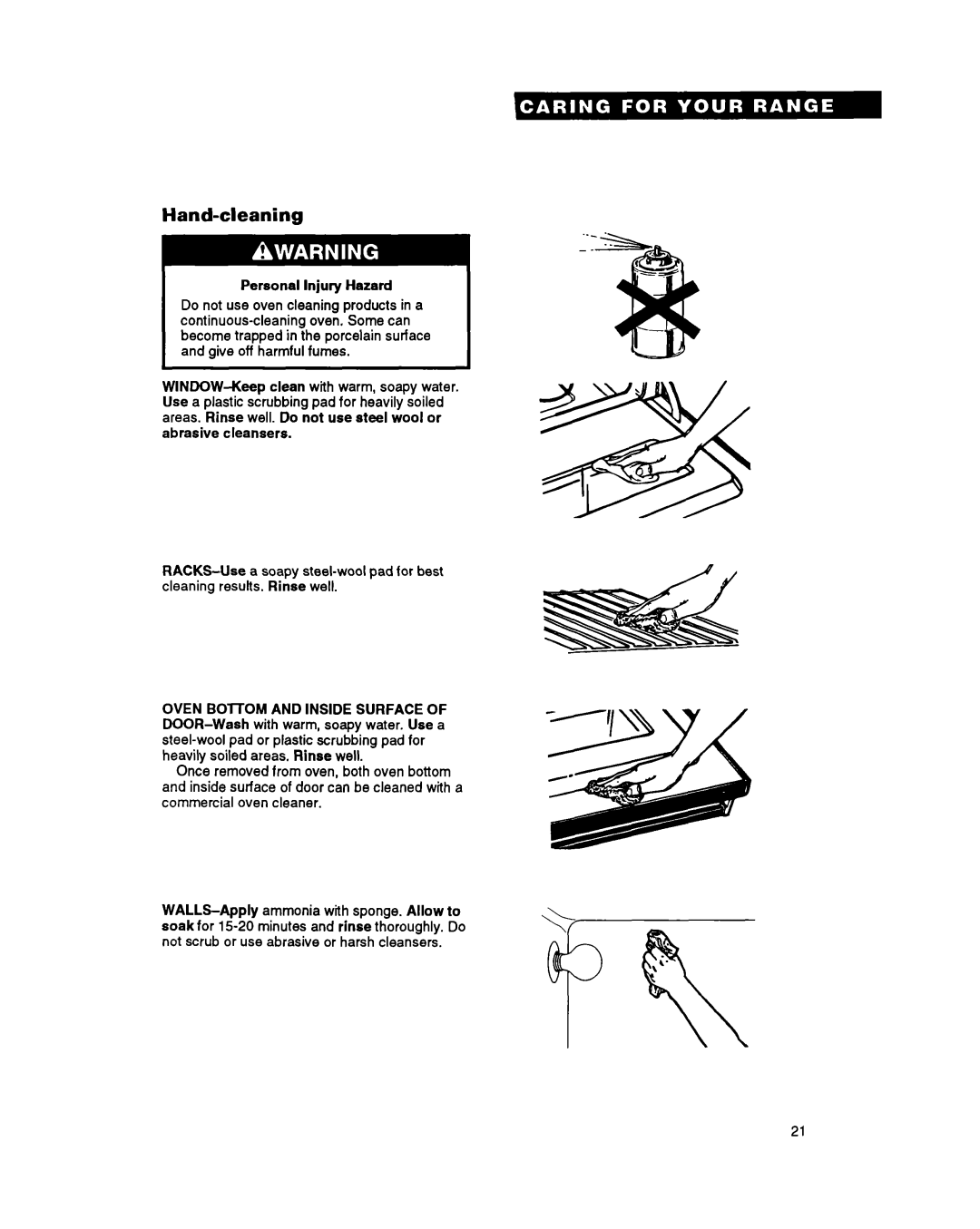 Whirlpool FGP345Y, FGP355Y, FGP335Y, FGC355Y important safety instructions Hand-cleaning 