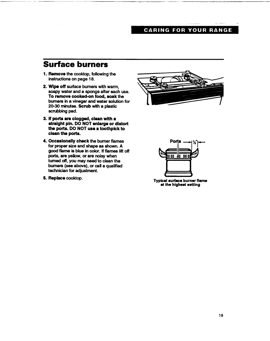 Whirlpool FGPSOOB, FGPSIOB, FGP315B warranty Surface burners 