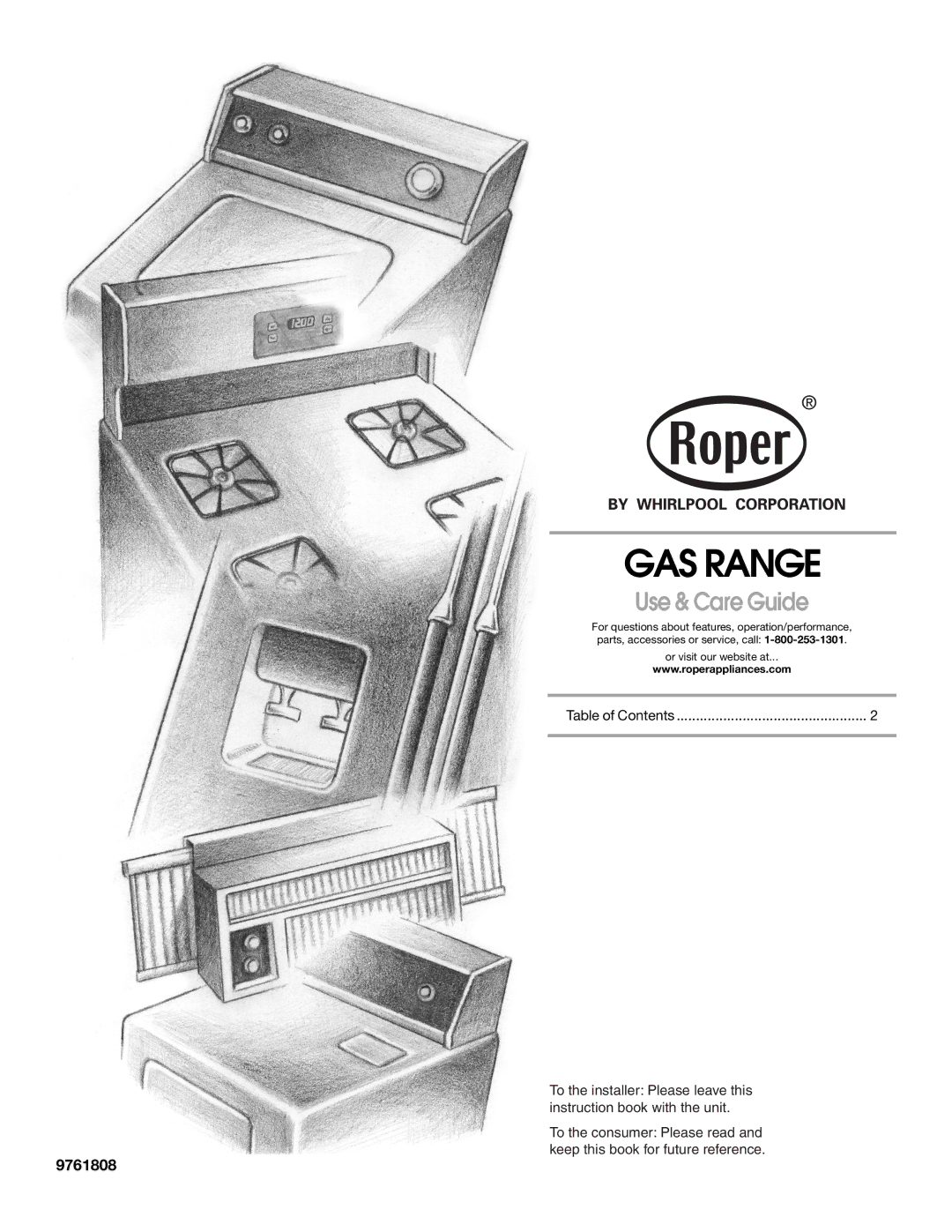 Whirlpool FGS325RQ0 manual GAS Range, 9761808 