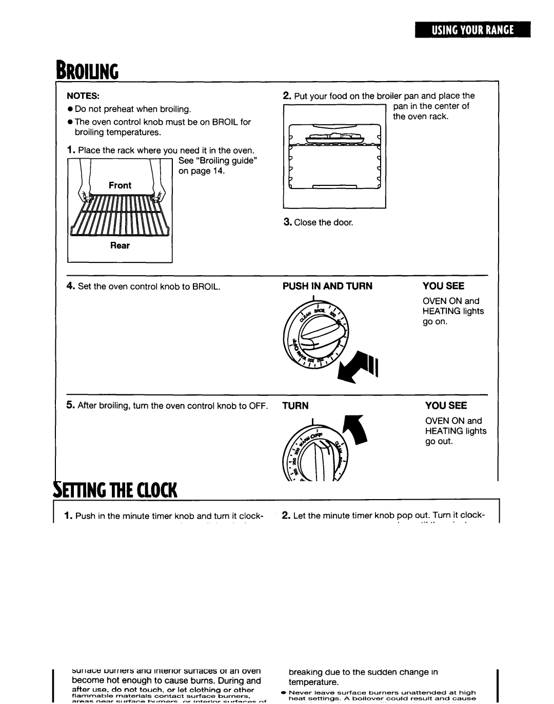 Whirlpool FGS335E warranty Push in and Turn 