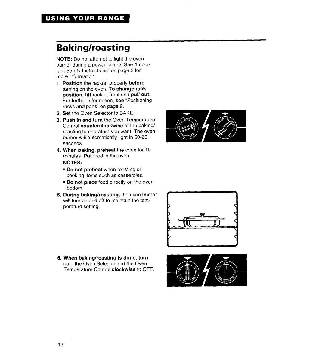 Whirlpool FGS385B important safety instructions Baking/roasting 