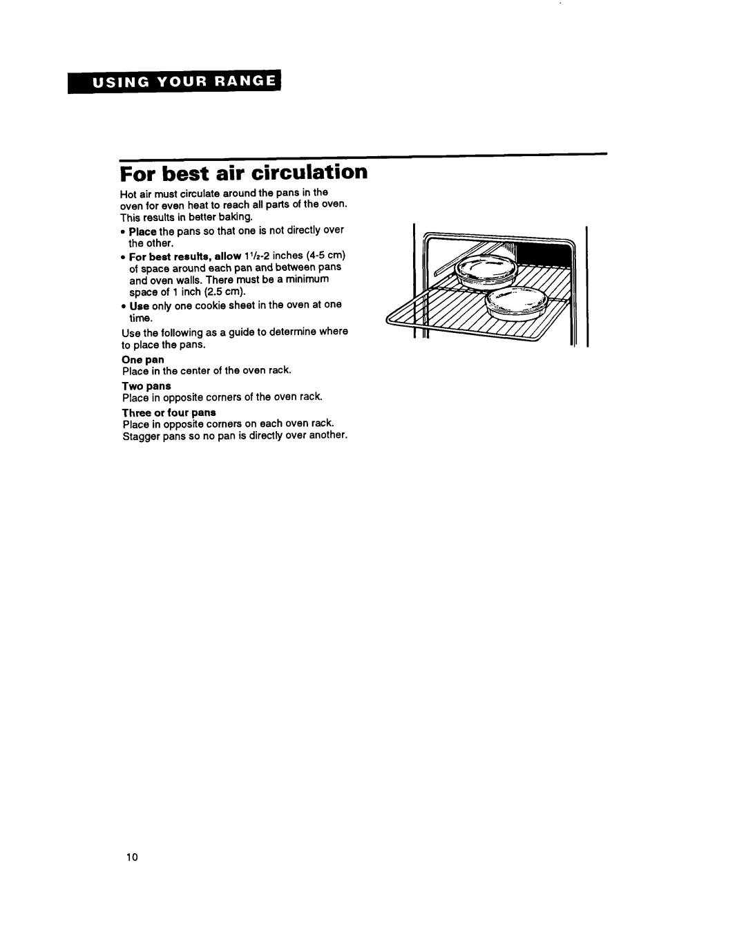 Whirlpool FGS385Y manual For best air circulation 