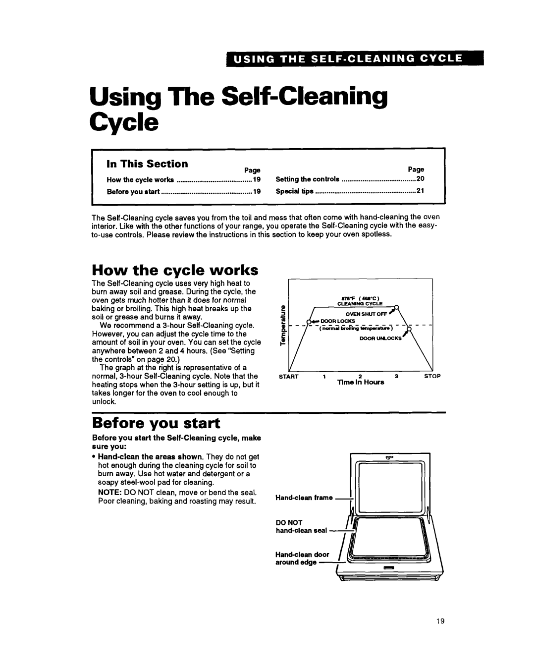 Whirlpool FGS385Y manual Using The Self-CleaningCycle, How the cycle works, Before you start, In This Section 