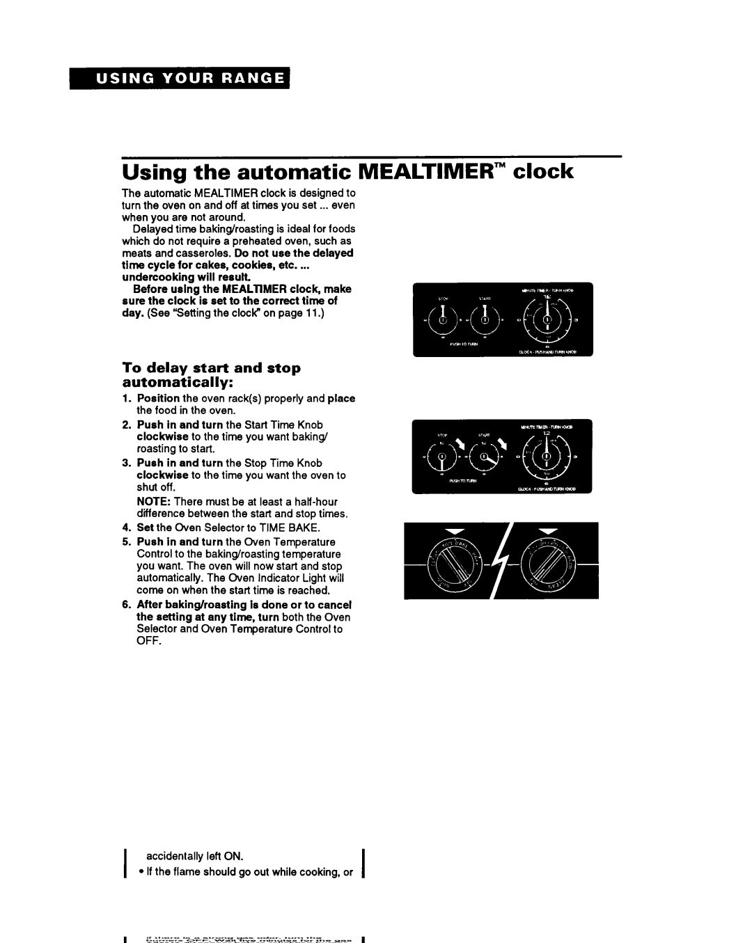 Whirlpool FGS387Y manual Using the automatic Mealtimer clock, To delay start and stop automatically 