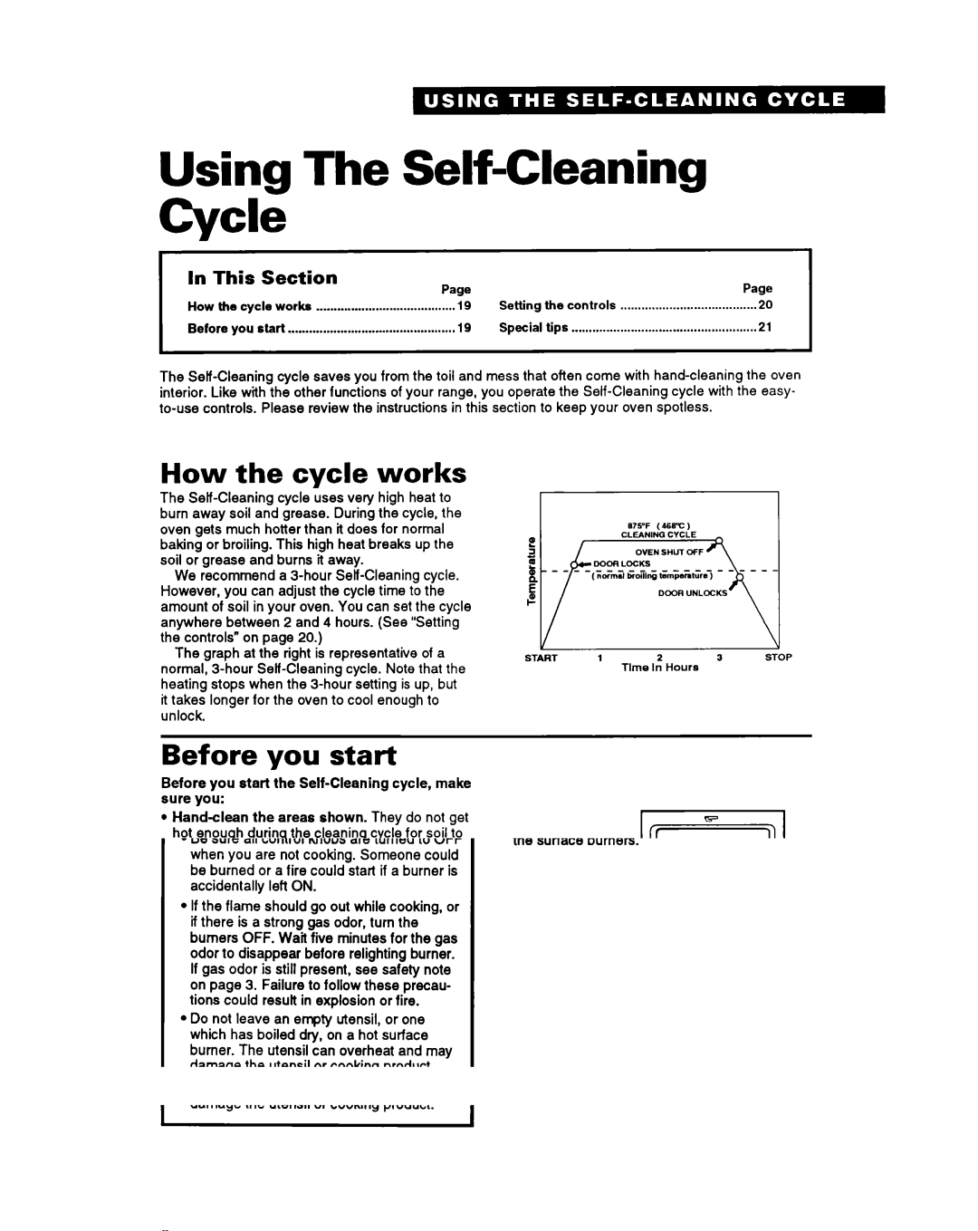 Whirlpool FGS387Y manual Using The Self-Cleaning Cycle, How the cycle works, Before you start, This Section 