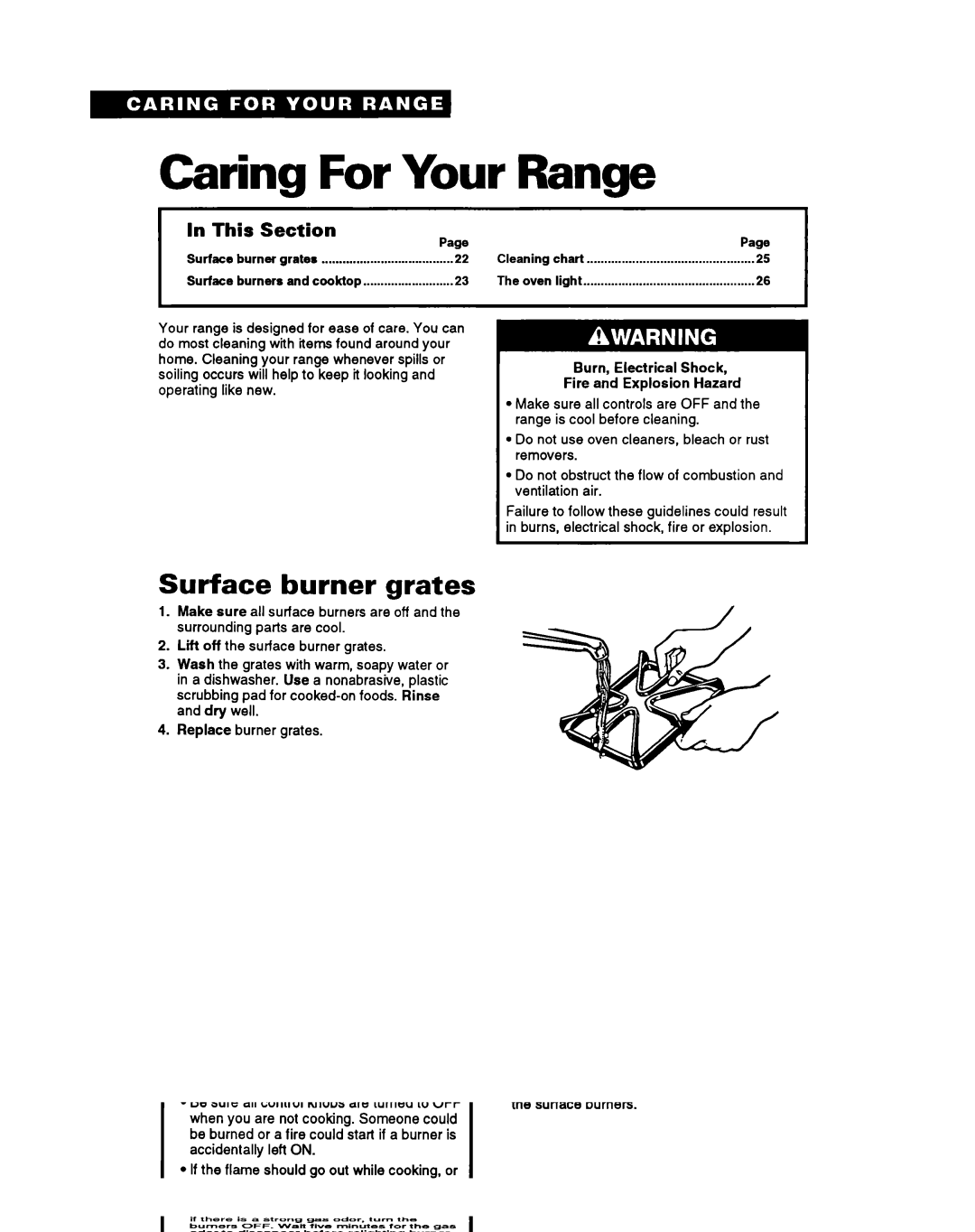 Whirlpool FGS387Y manual Caring For Your Range, Surface burner grates 