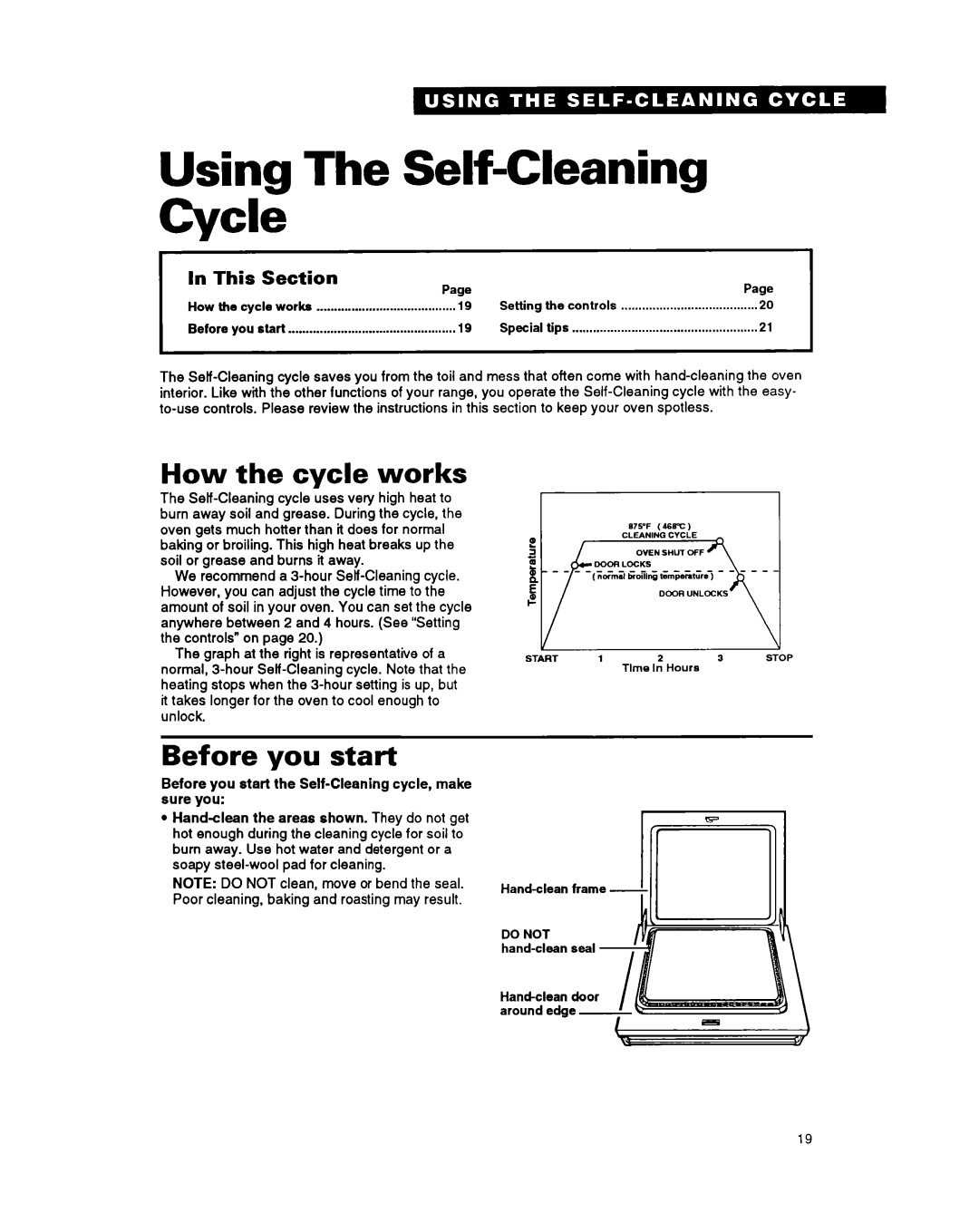 Whirlpool FGS387Y manual Using The Self-CleaningCycle, How the cycle works, Before you start, In This Section 