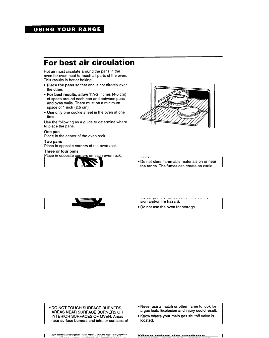 Whirlpool FGS395Y important safety instructions For best air circulation 