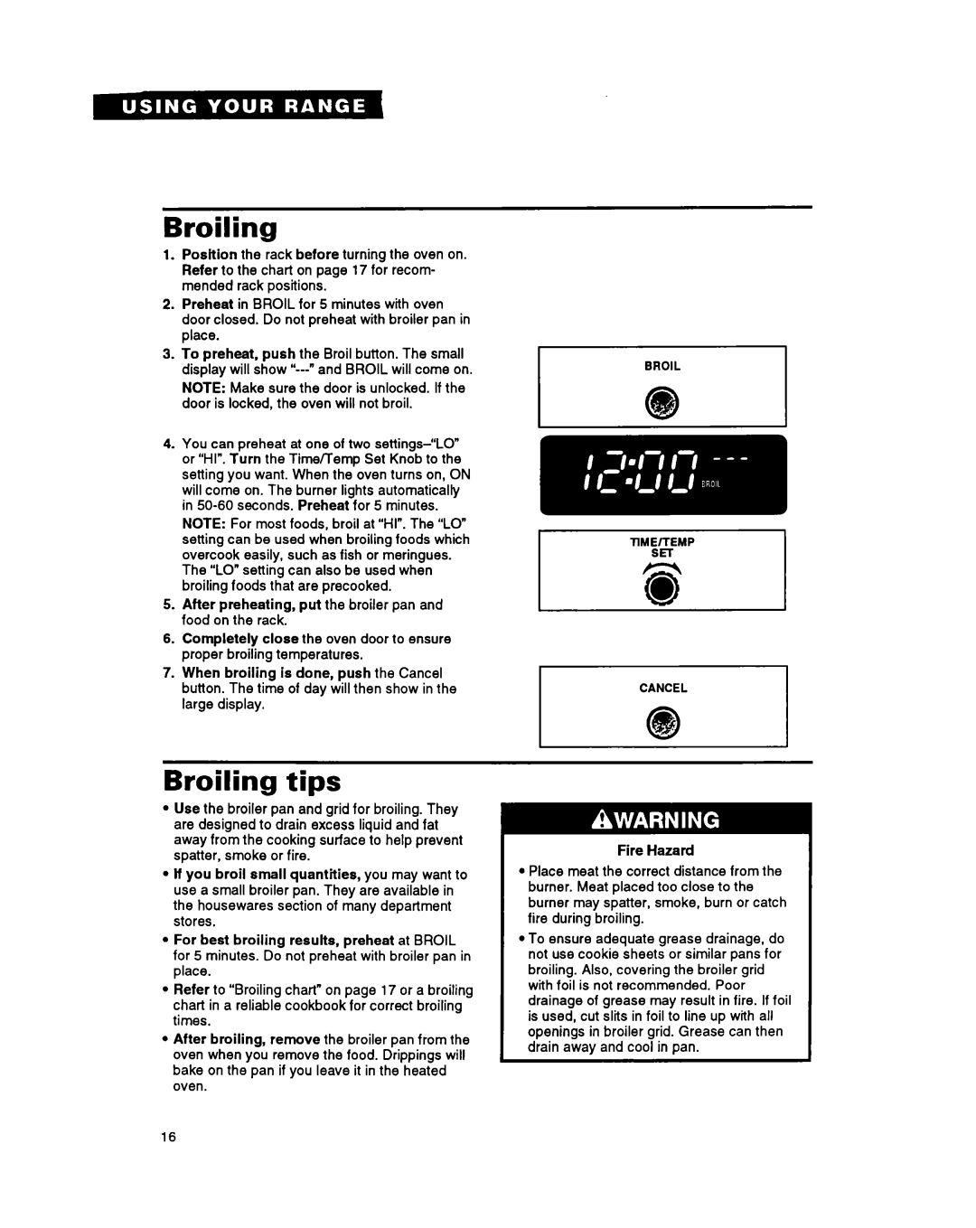 Whirlpool FGS395Y important safety instructions Broiling tips 