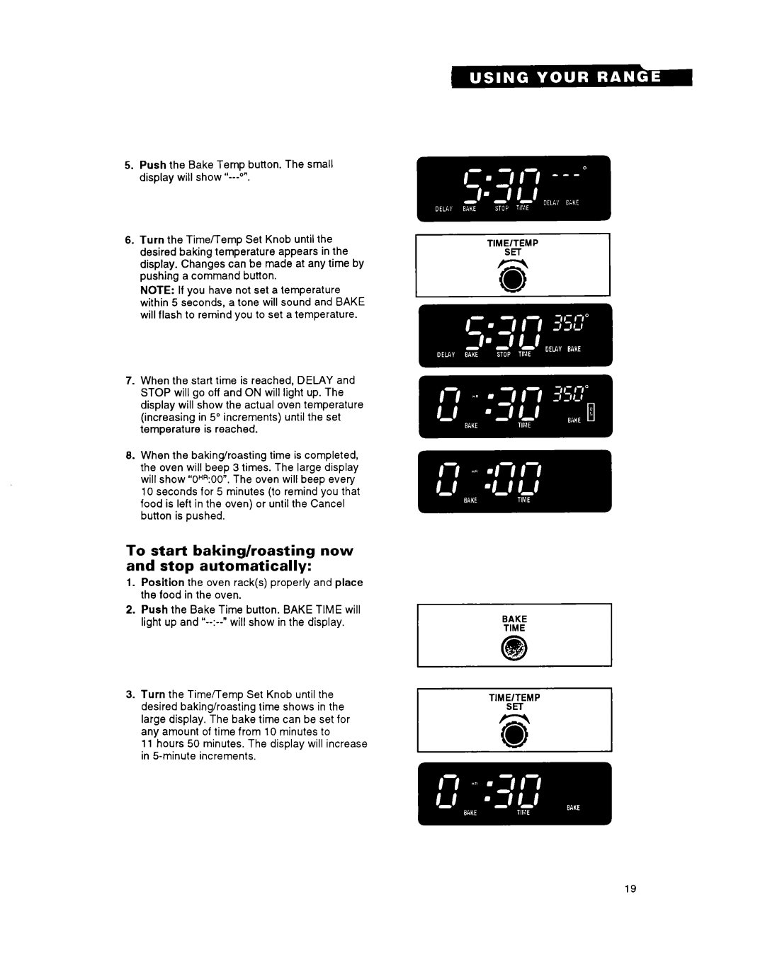 Whirlpool FGS395Y important safety instructions To start baking/roasting now and stop automatically 