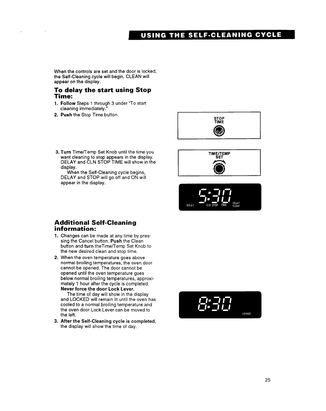 Whirlpool FGS395Y important safety instructions 24ay .. the start using Stop, Additional Self-Cleaning information 