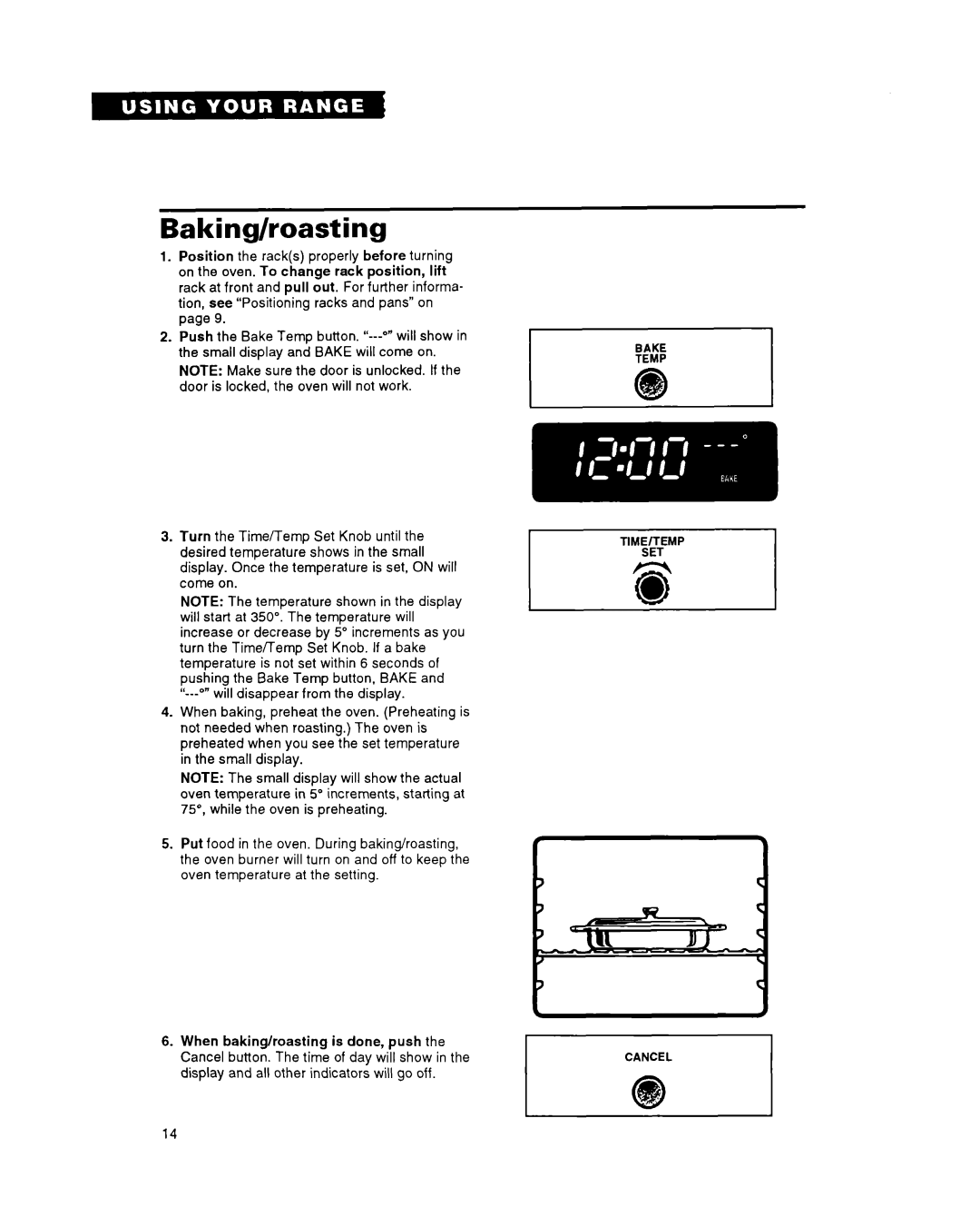 Whirlpool FGS395Y important safety instructions Baking/roasting 