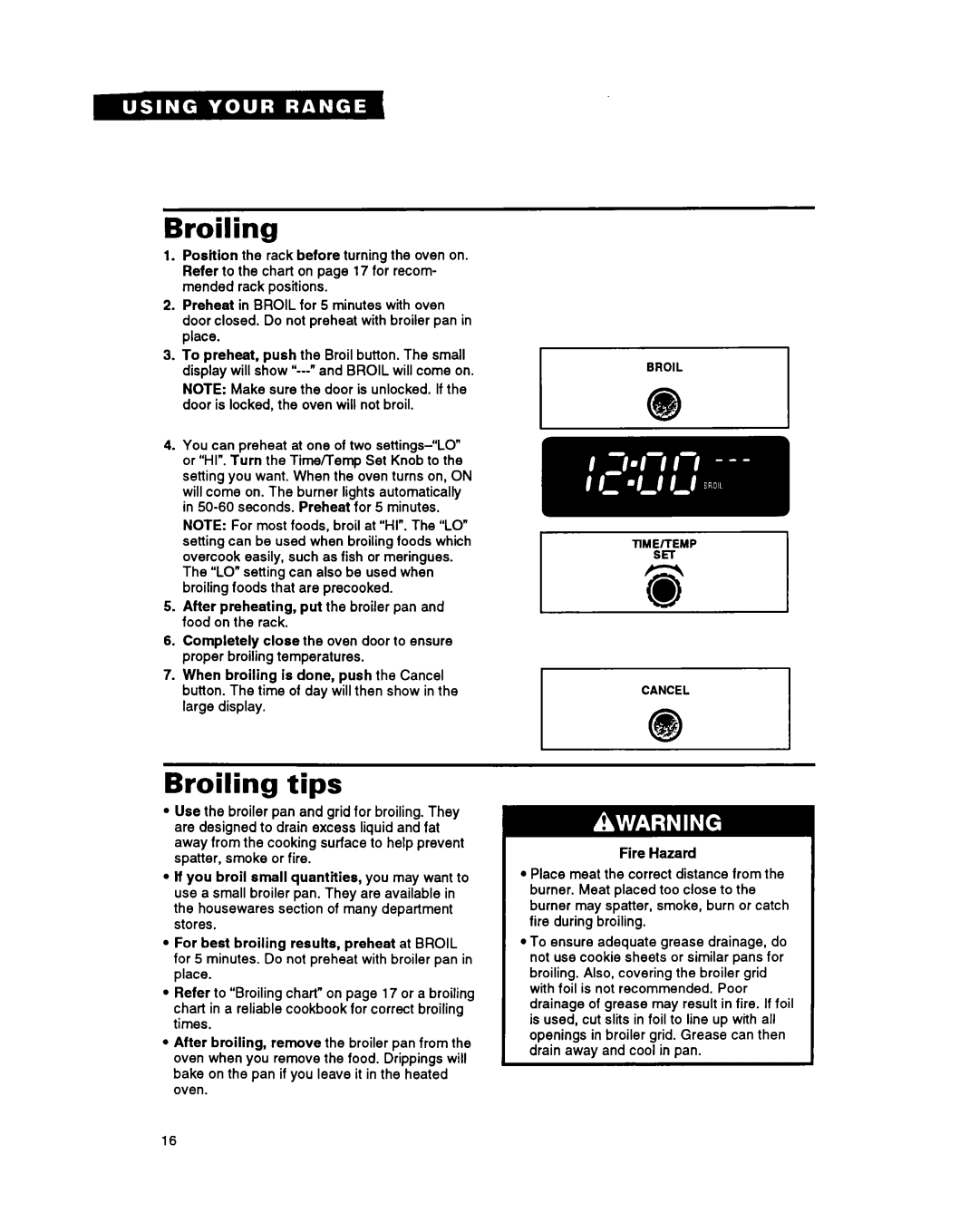 Whirlpool FGS395Y important safety instructions Broiling tips, r-c-l 