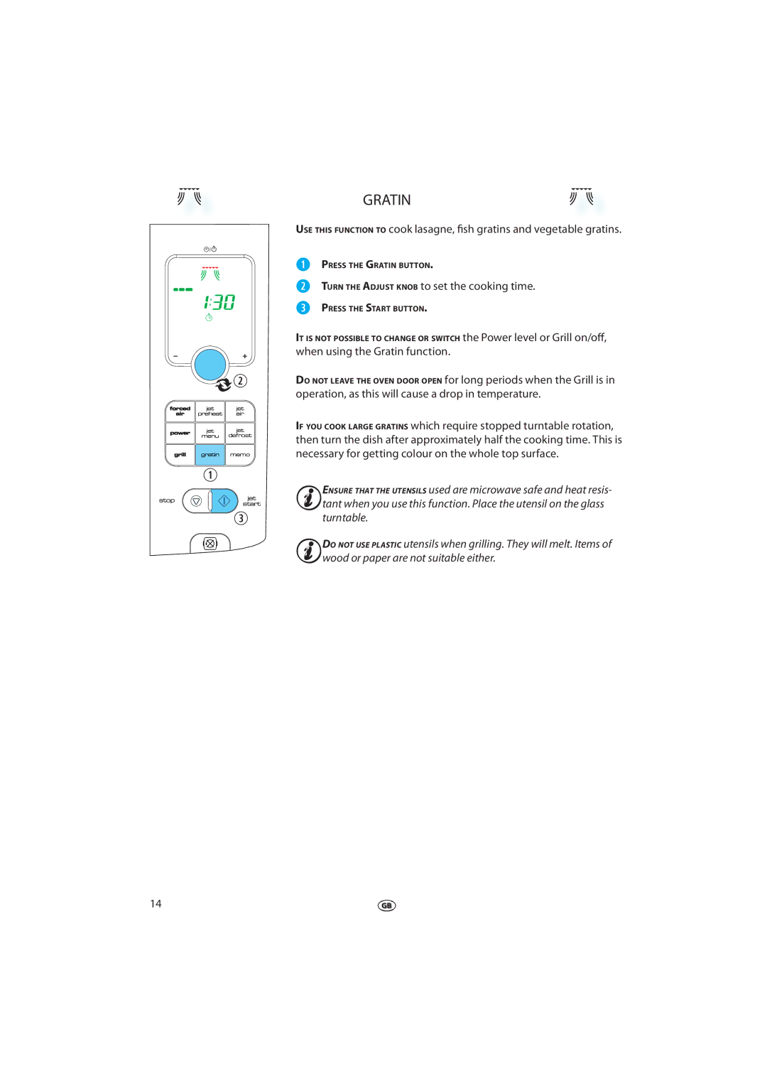 Whirlpool FT 337 manual Gratin 