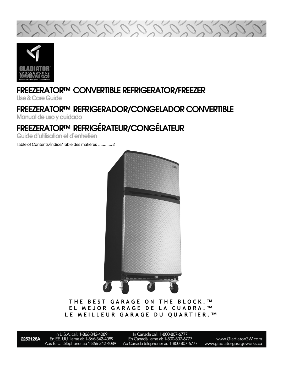Whirlpool GAFZ21XXMK00 manual Freezerator Convertible Refrigerator/Freezer, Freezerator Refrigérateur/Congélateur 