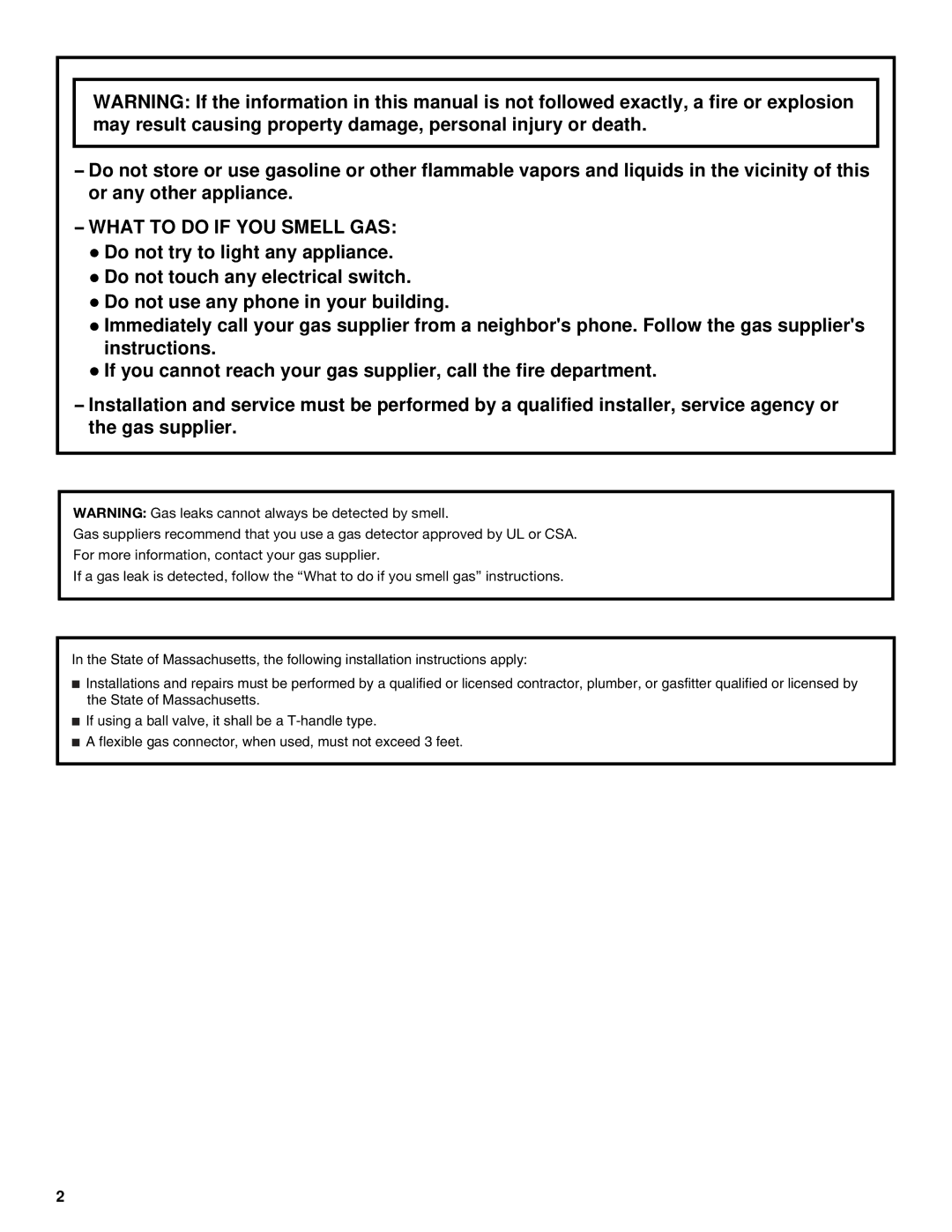 Whirlpool Gas Single And Double Built-In Oven installation instructions What to do if YOU Smell GAS 