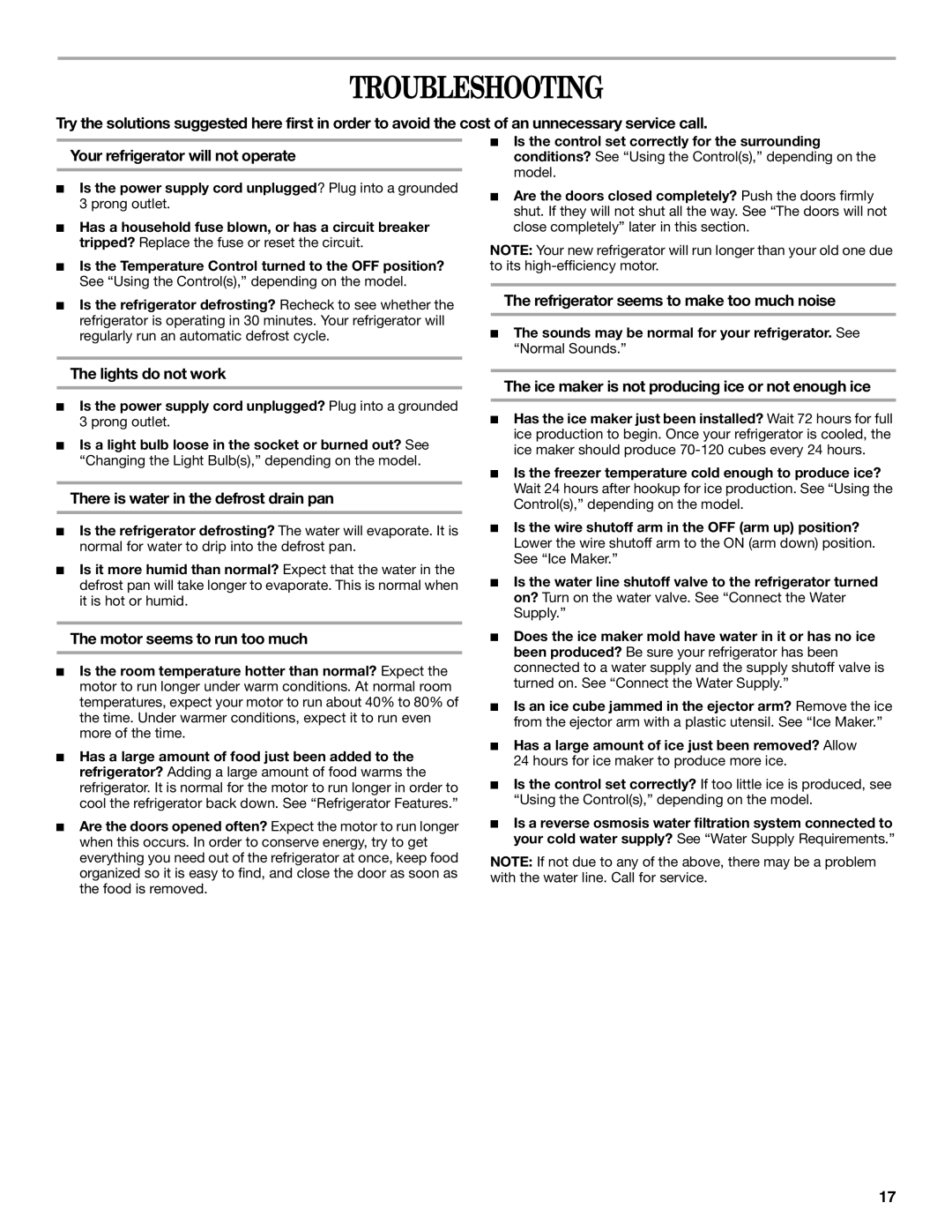 Whirlpool GB2SHDXPB00 manual Troubleshooting 