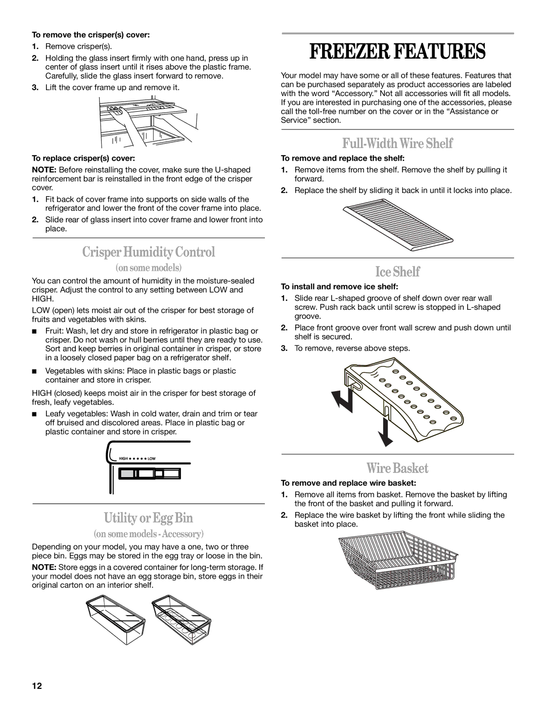 Whirlpool GB2SHKLLS00 manual Freezer Features 