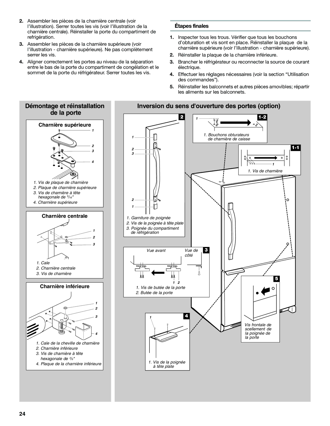 Whirlpool GB2SHKLLS00 manual Étapes finales, Inspecter tous les trous. Vérifier que tous les bouchons 