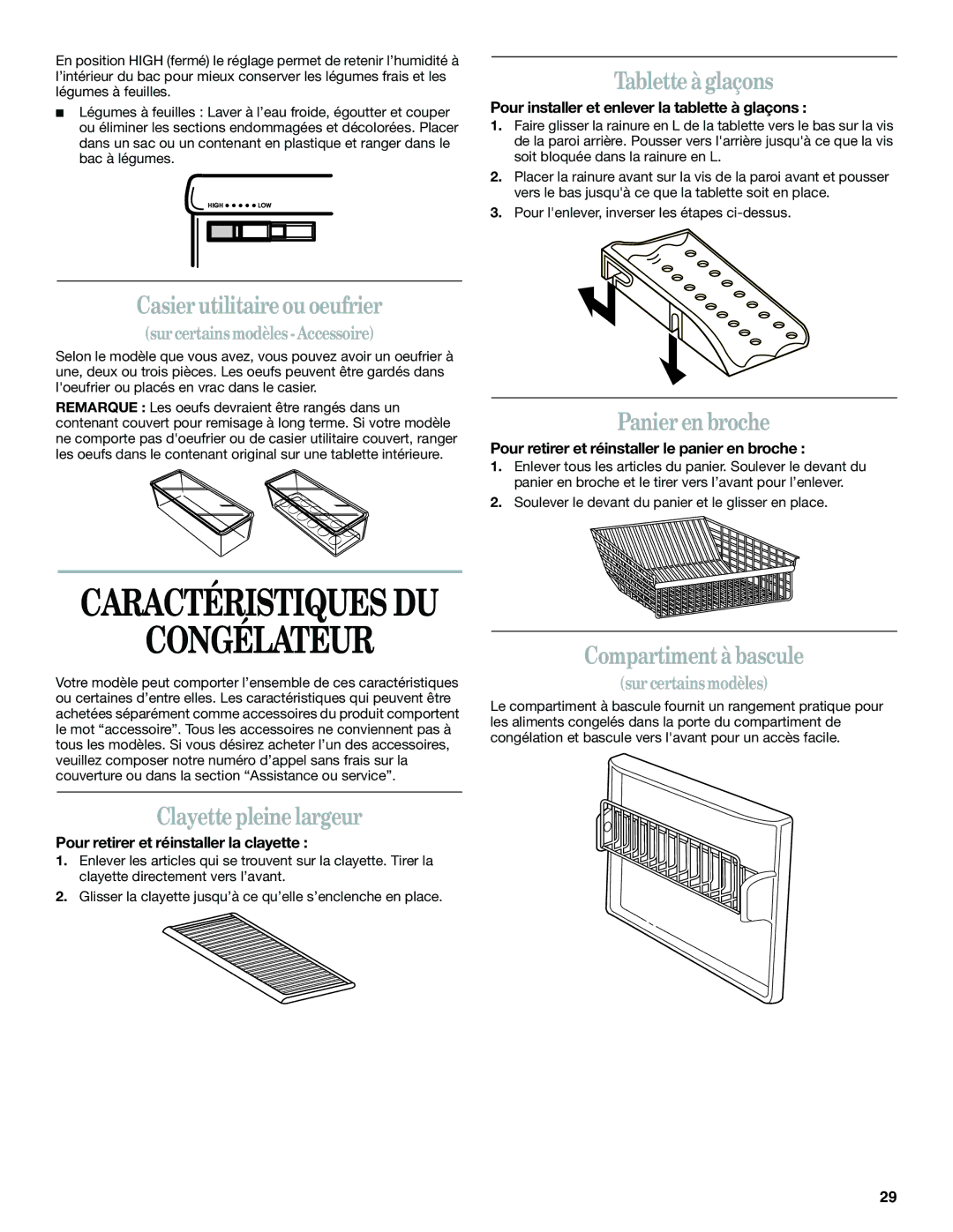 Whirlpool GB2SHKLLS00 manual Congélateur 