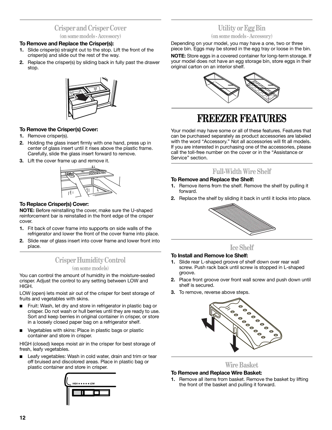 Whirlpool GB2SHKXMQ00 manual Freezer Features 