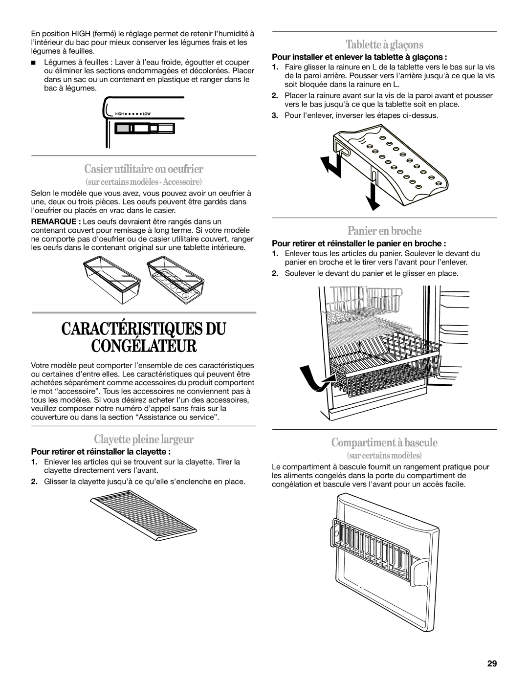 Whirlpool GB2SHKXMQ00 manual Congélateur 