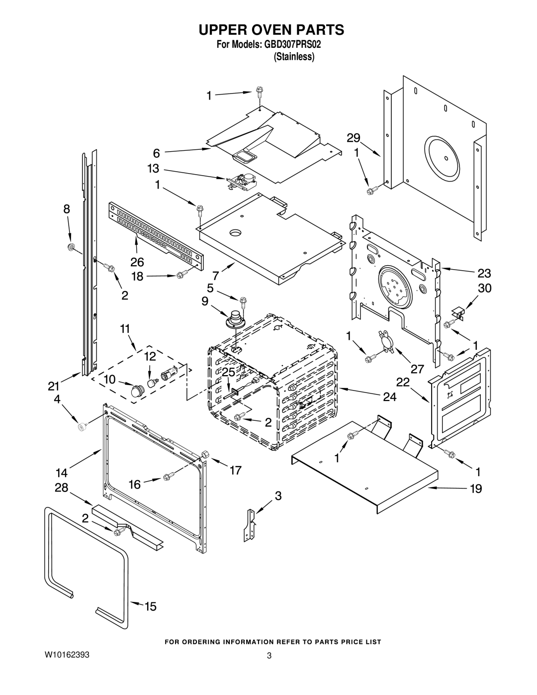 Whirlpool GBD307PRS02 manual Upper Oven Parts 