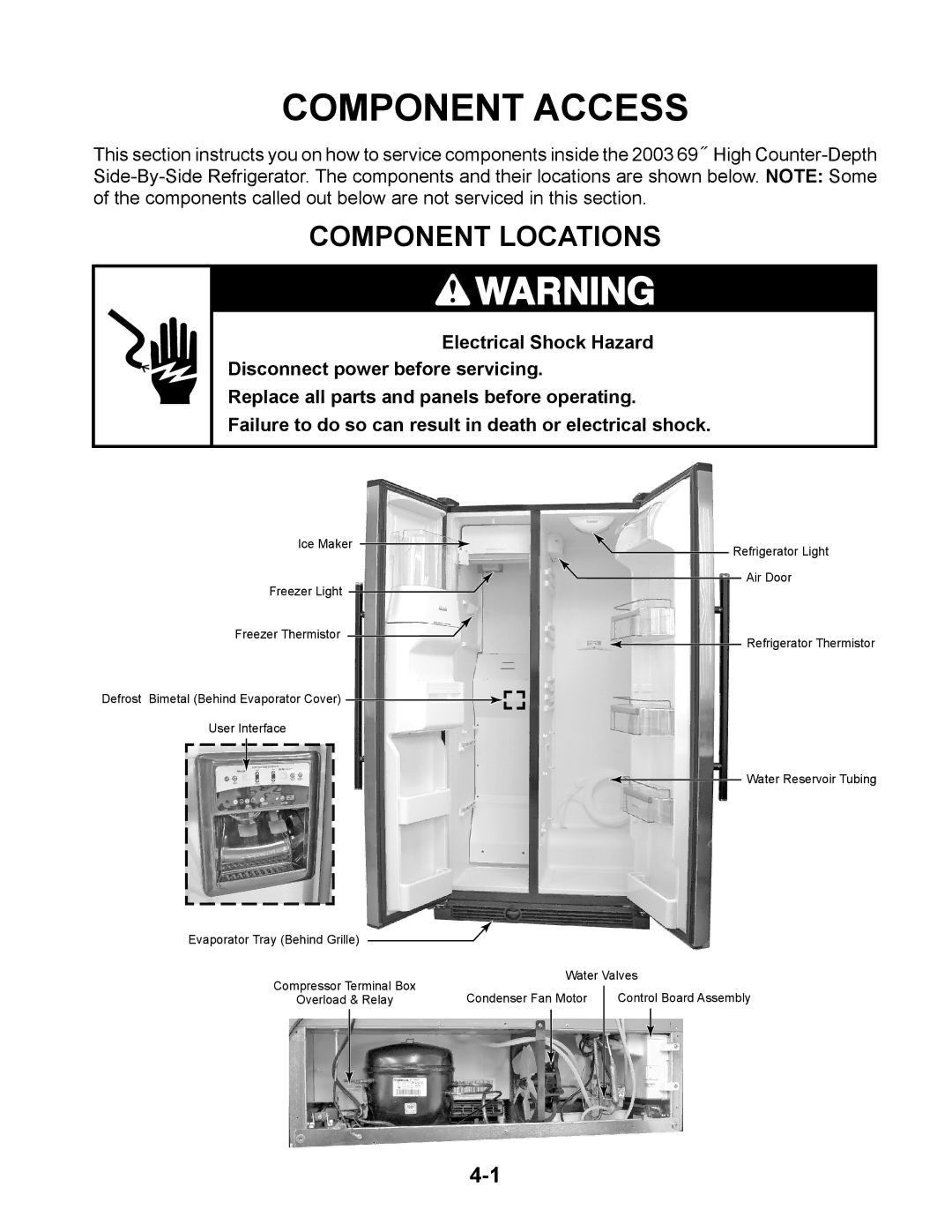 Whirlpool GC1SHAXM manual Component Access, Component Locations 