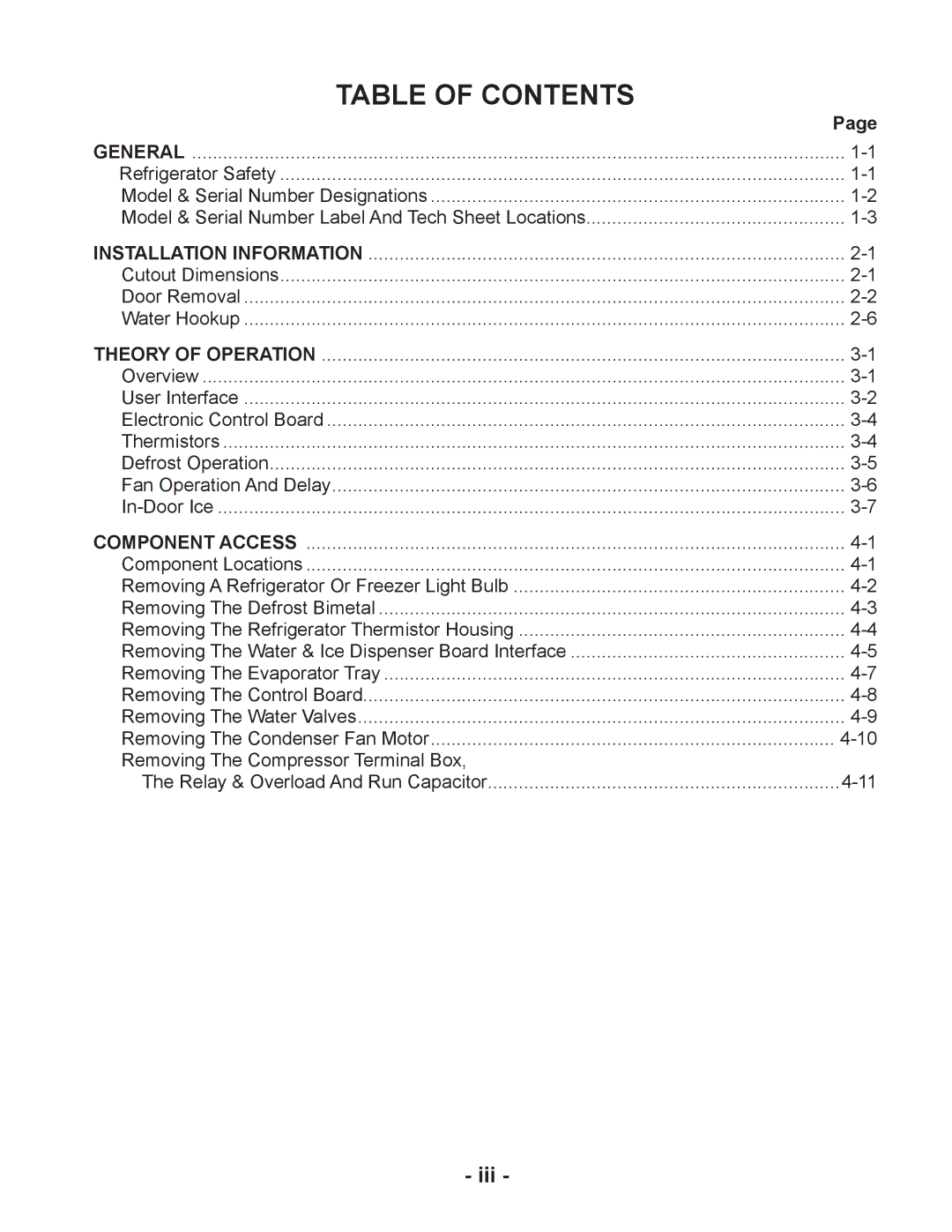 Whirlpool GC1SHAXM manual Table of Contents 