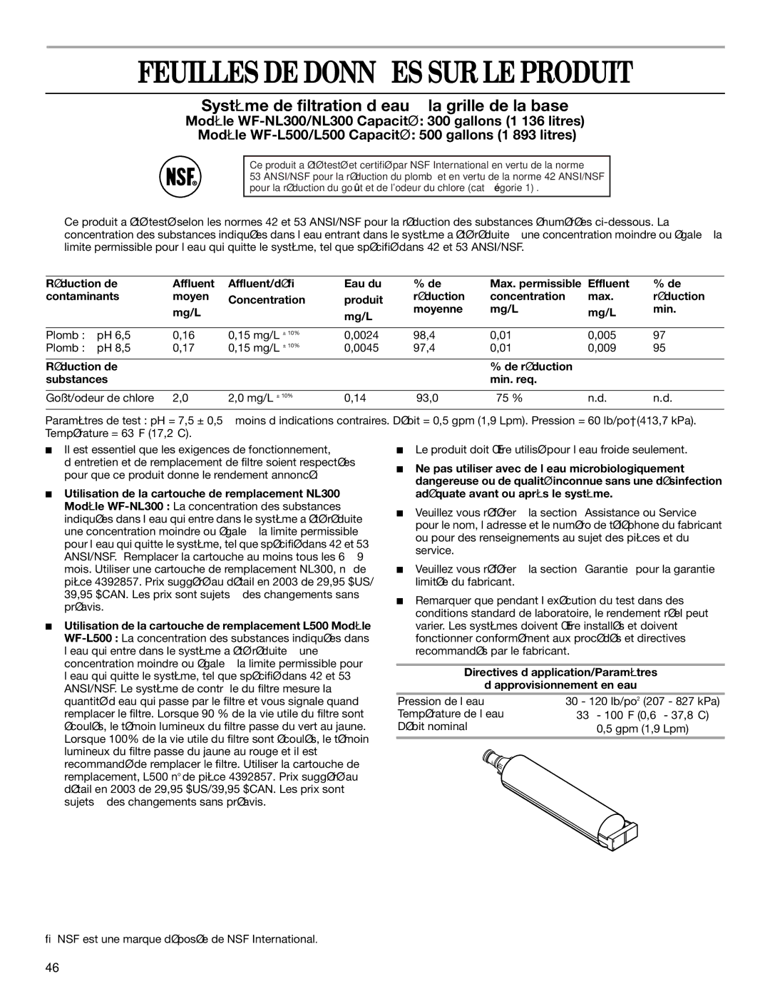 Whirlpool GC5SHGXKB00 manual Feuilles DE Données SUR LE Produit, Réduction de De réduction Substances Min. req 