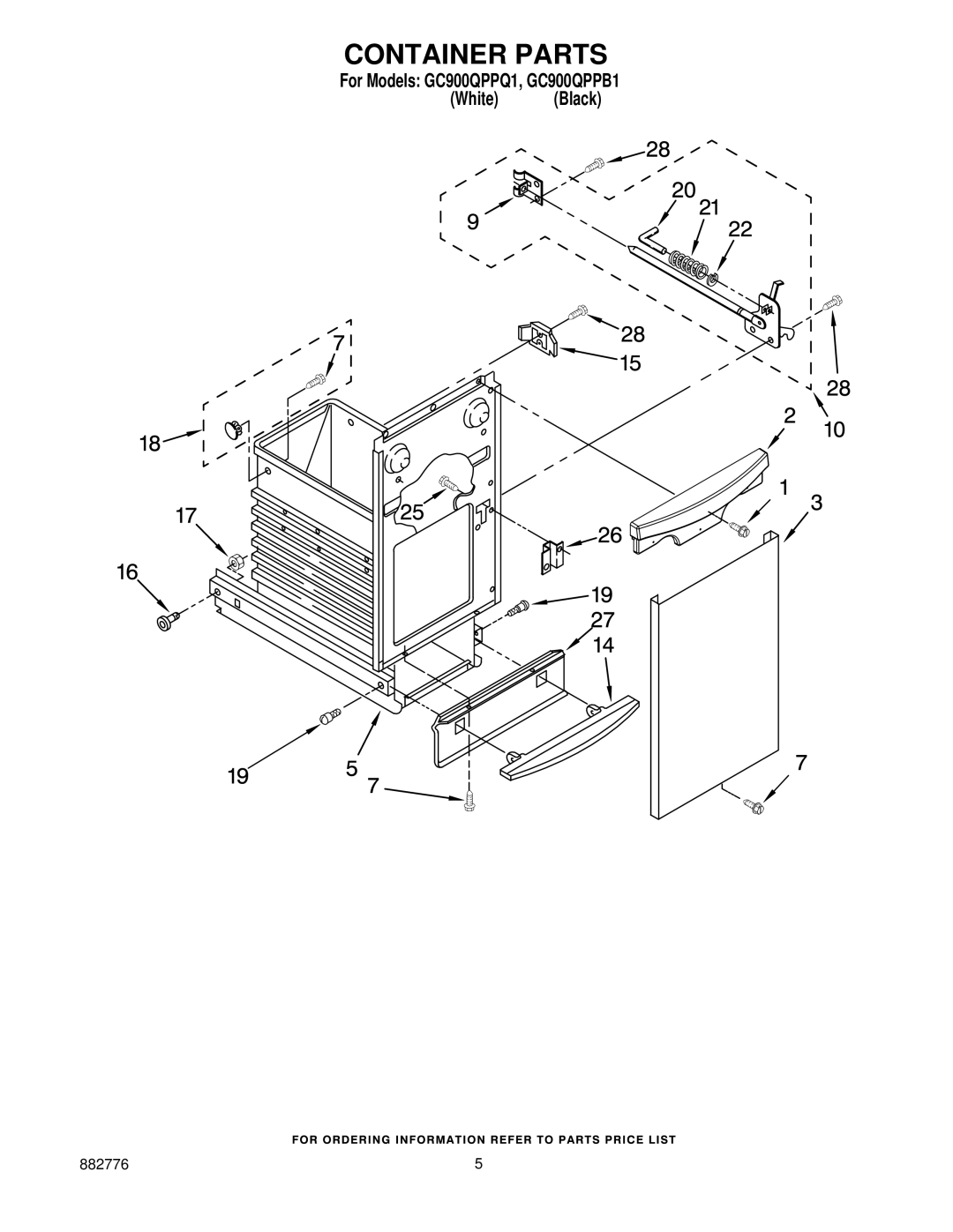 Whirlpool GC900QPPQ1, GC900QPPB1 manual Container Parts 