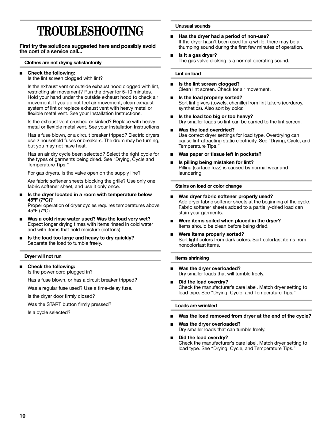 Whirlpool GCGM2991LQ0 manual Troubleshooting 