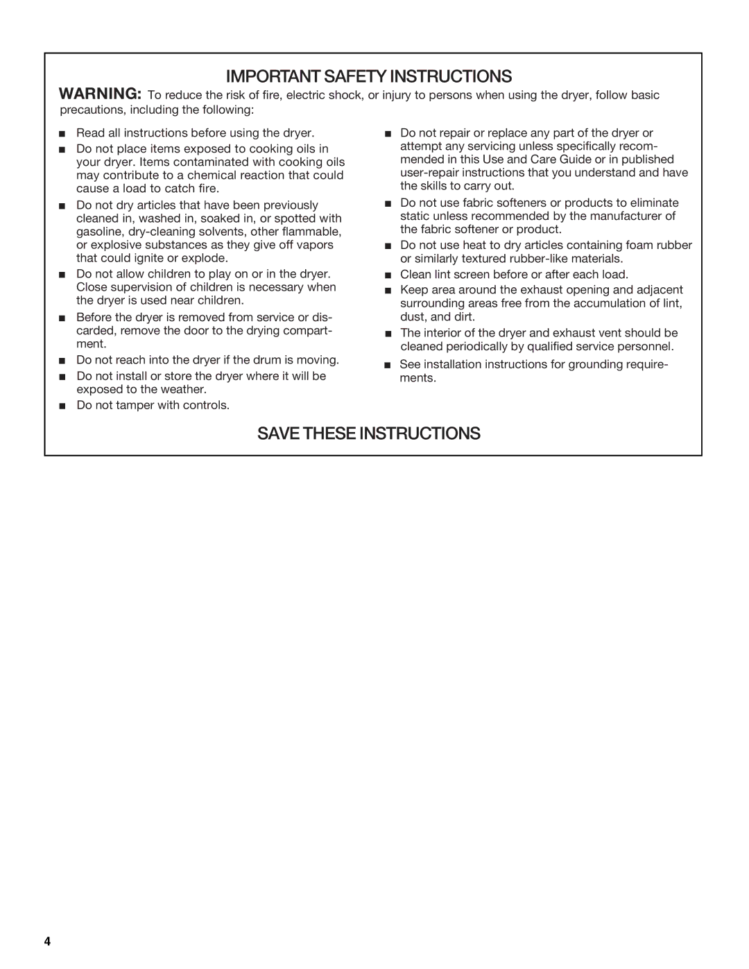 Whirlpool GCGM2991LQ0 manual Important Safety Instructions 