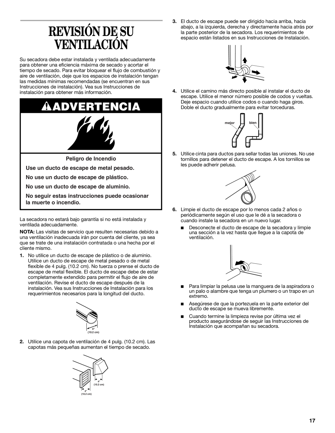 Whirlpool GCGM2991LQ0 manual Revisión De Su Ventilación, Peligro de Incendio 