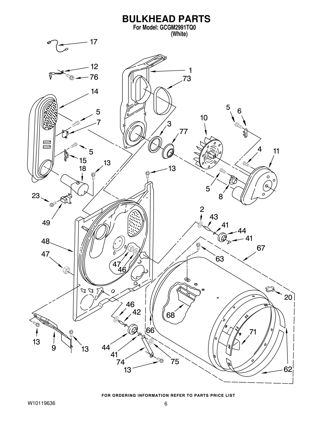 Whirlpool GCGM2991TQ0 manual Bulkhead Parts 