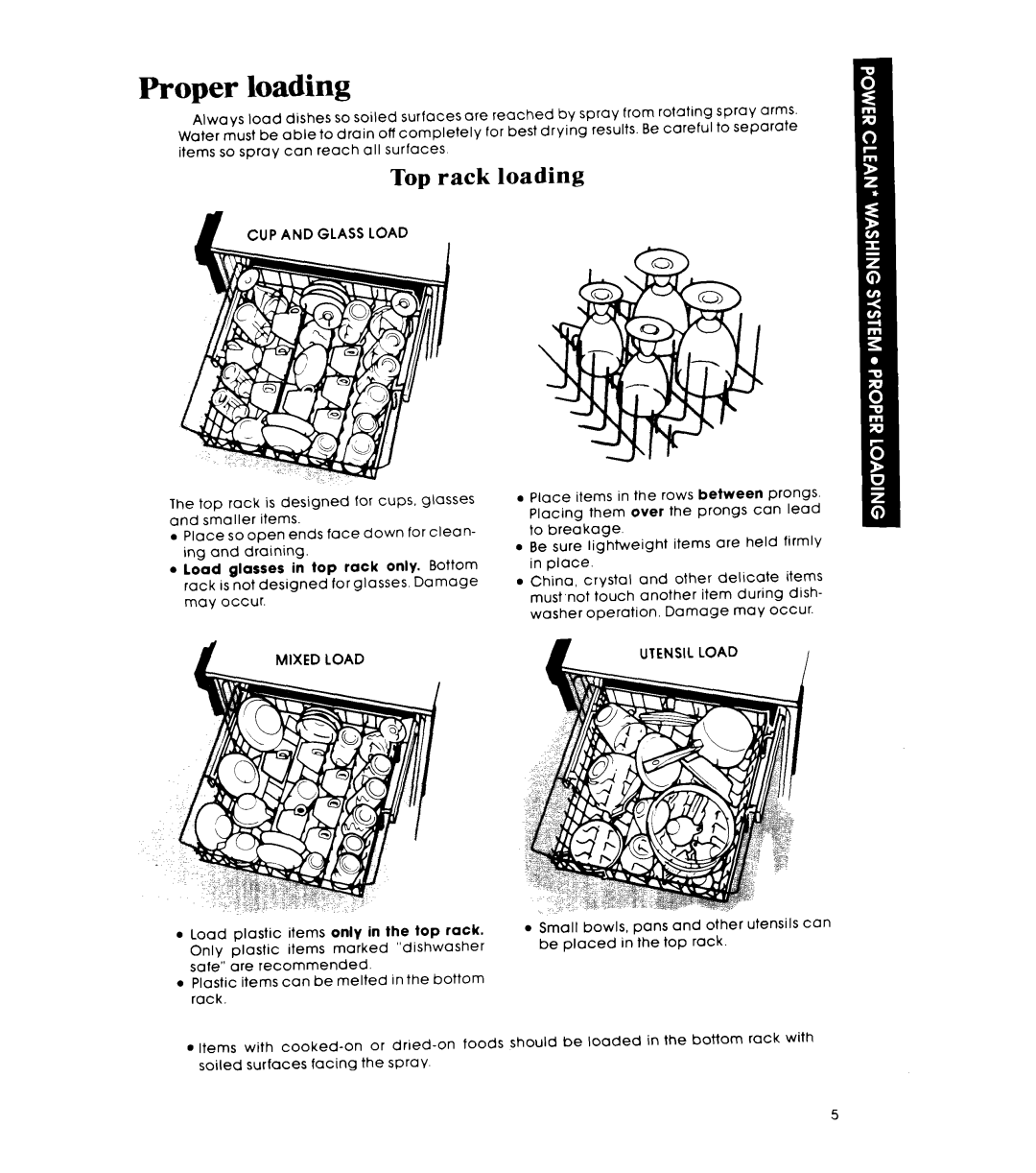 Whirlpool GDP6000XR manual Proper loading, Top rack loading 