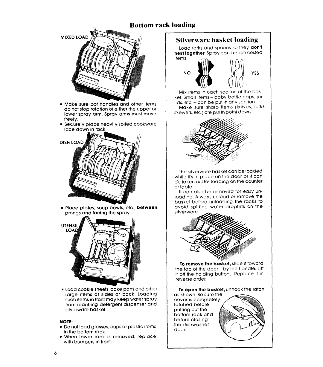 Whirlpool GDP6881XL manual Bottom rack loading Silverware basket loading, Noyes 