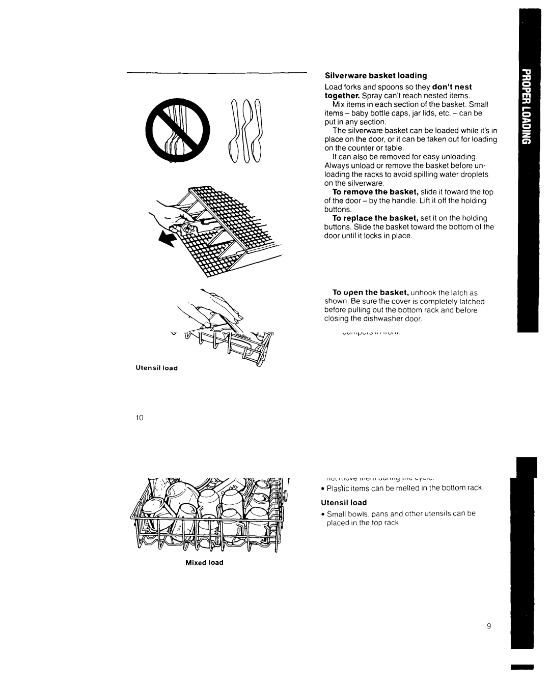 Whirlpool GDP8500XX manual Silverware basket loading 