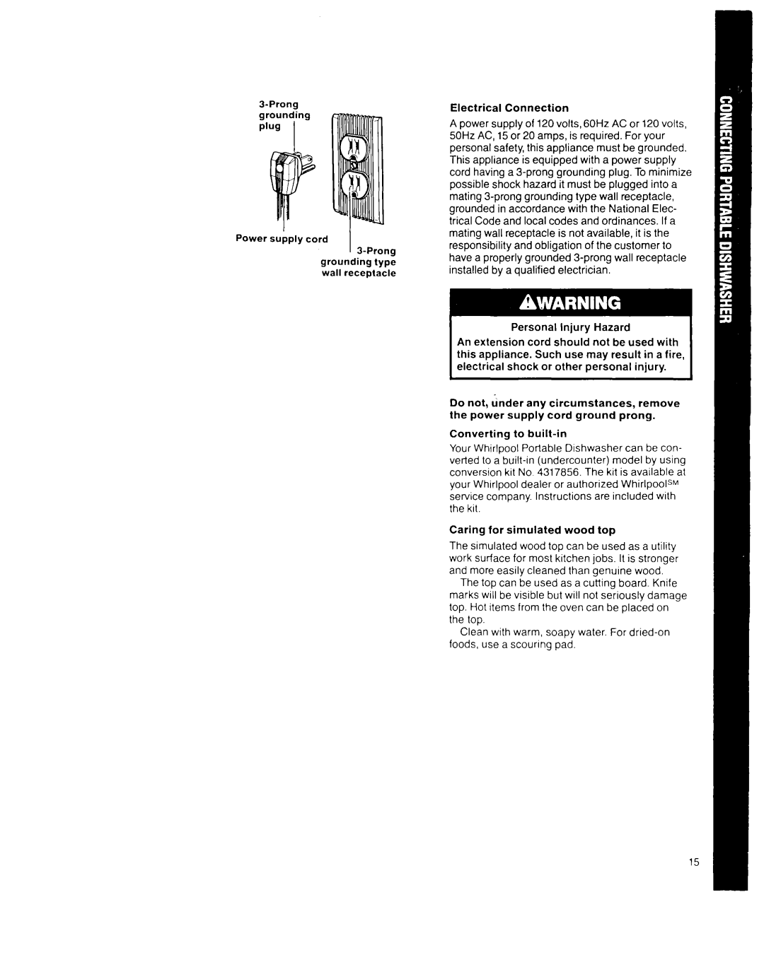 Whirlpool GDP8500XX manual Electrical Connection 