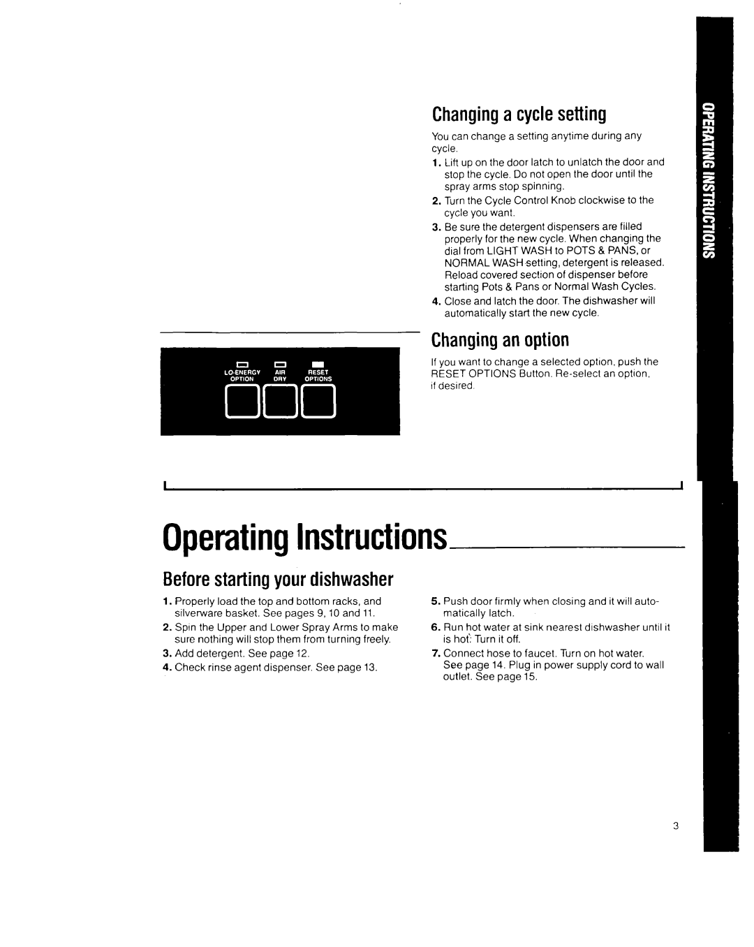 Whirlpool GDP8500XX manual Changinga cycle setting 