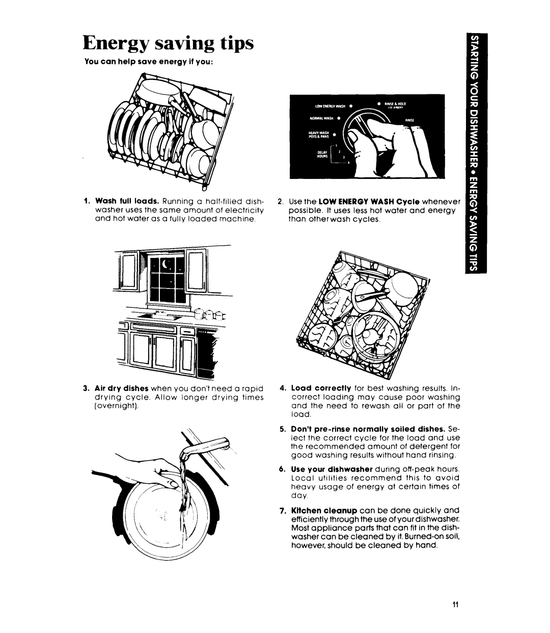 Whirlpool GDP8700XT manual Energy saving tips 
